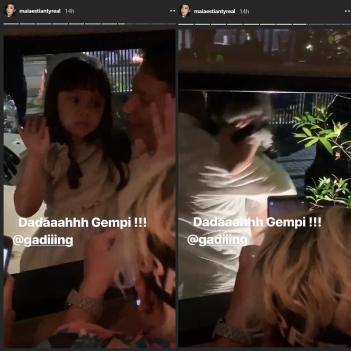 Gempi yang terlihat mengantuk saat digendong Gading Marten