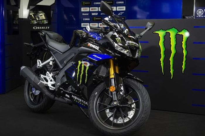Livery Monster Energy Yamaha MotoGP 2019 di Yamaha All New R125 yang bisa menjadi acuan untuk All New R15 di Indonesia.