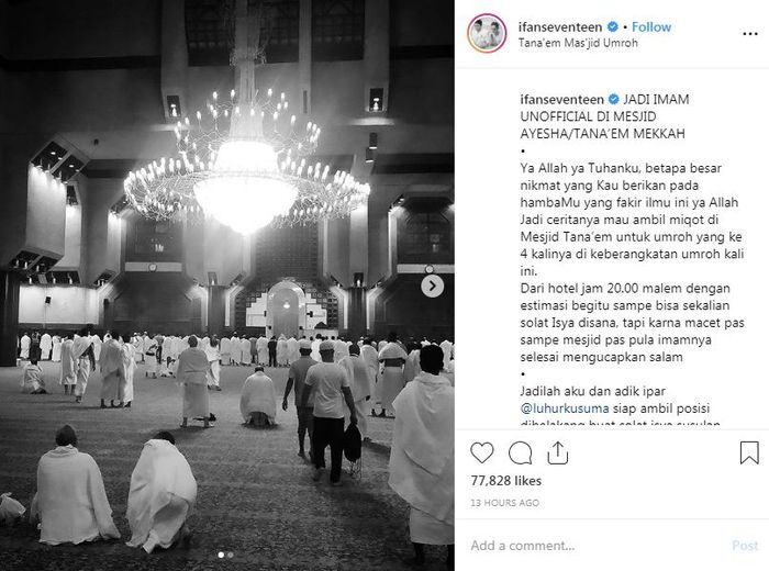 Ifan Seventeen Dadakan Jadi Imam Salat di Mekkah.