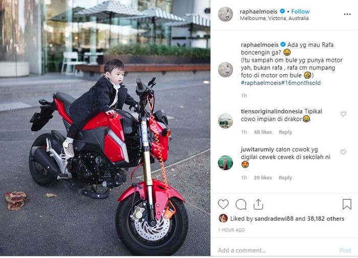 unggahan pada akun instagram @raphaelmoeis.