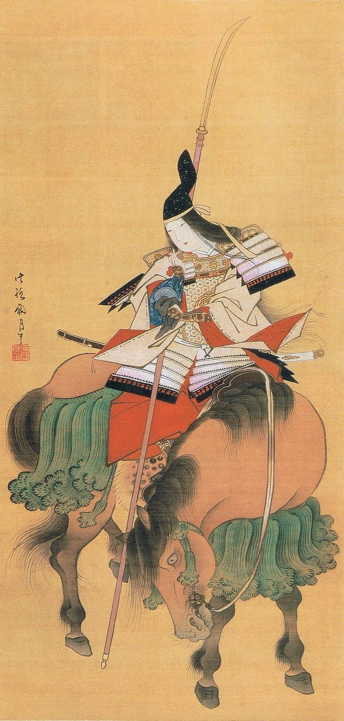 Lukisan Tomoe Gozen karya Shitomi Kangetsu.