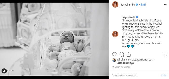 Kisah Tasya Kamila melahirkan anak pertamanya