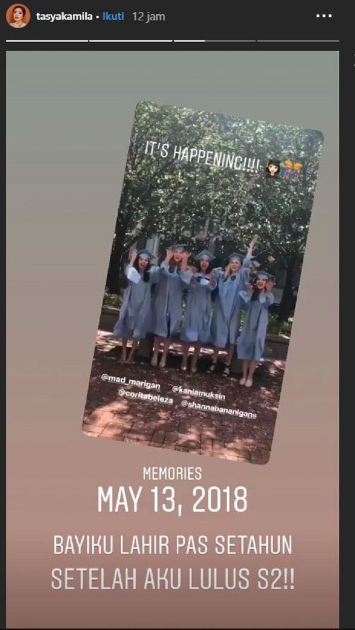 Tanggal lahir anak Tasya bertepatan dengan satu tahun ia lulus dari jenjang S2-nya