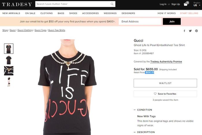 Harga kaos Gucci 'Ghost Life Is Pearl Embellished Tee'