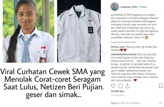 Viral curhatan siswa SMA yang menolak corat-coret seragam saat lulus