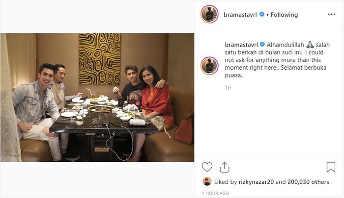 Unggahan Instagram <a href='https://palembang.tribunnews.com/tag/verrell-bramasta' title='Verrell Bramasta'>Verrell Bramasta</a>  