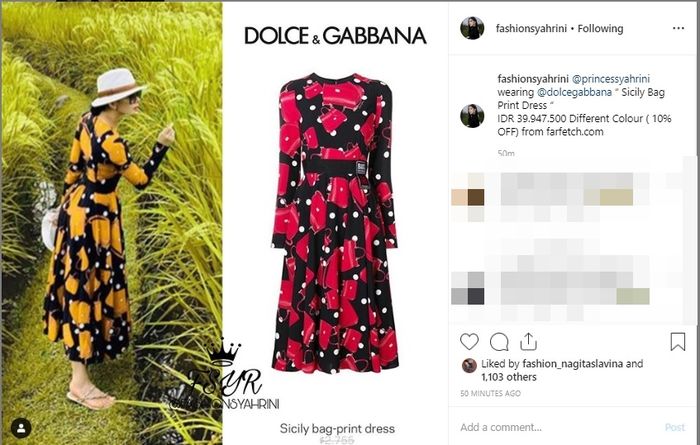 Main ke Sawah, Harga Dress yang Dipakai Syahrini Dibanderol Nyaris 40 Juta Rupiah| Instagram @fashionsyahrini