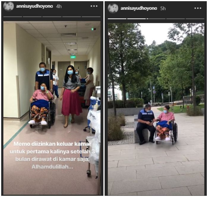 SBY mendampingi ANi Yudhoyono berjalan-jalan di lobby rumah sakit
