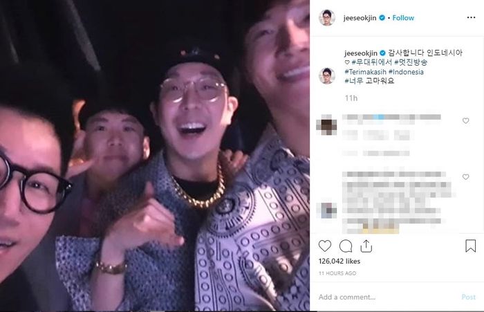 Tangkapan layar unggahan Ji Suk Jin.
