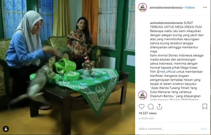 Komunitas pecinta hewan layangkan surat terbuka untuk rumah produksi sinetron azab.
