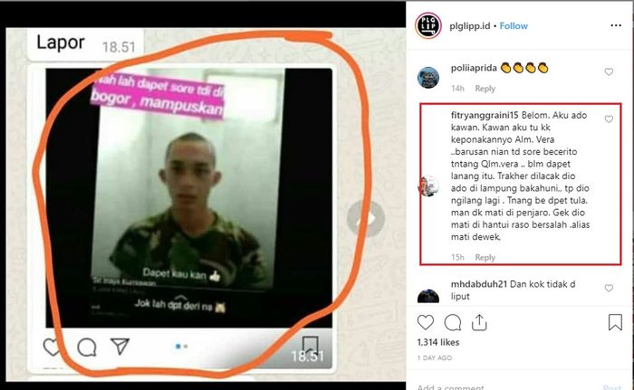 Salah satu warganet mengungkap pengakuan keluarga korban yang menyebut Prada DP kini ada di Lampung.