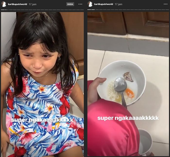 Anak perempuan yang menangis karena takut dengan <a href='https://style.tribunnews.com/tag/kartika-putri' title='Kartika Putri'>Kartika Putri</a>