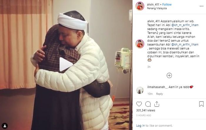 unggahan dari putra ustaz Arifin Ilham, Muhammad Alvin Faiz di akun Instagramnya.