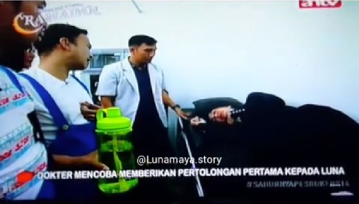 Luna Maya saat terkulai lemas di acara sahur