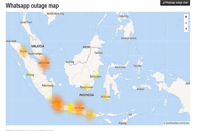 Lokasi yang mengalami pembatasan akses WhatsApp.