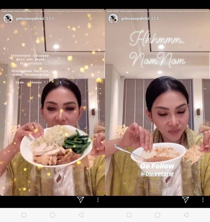 Syahrini makan banyak