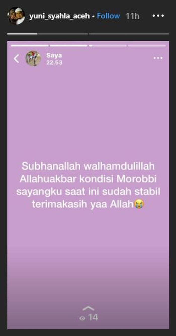 Postingan istri pertama Ustaz Arifin Ilham soal kondisi sang suami