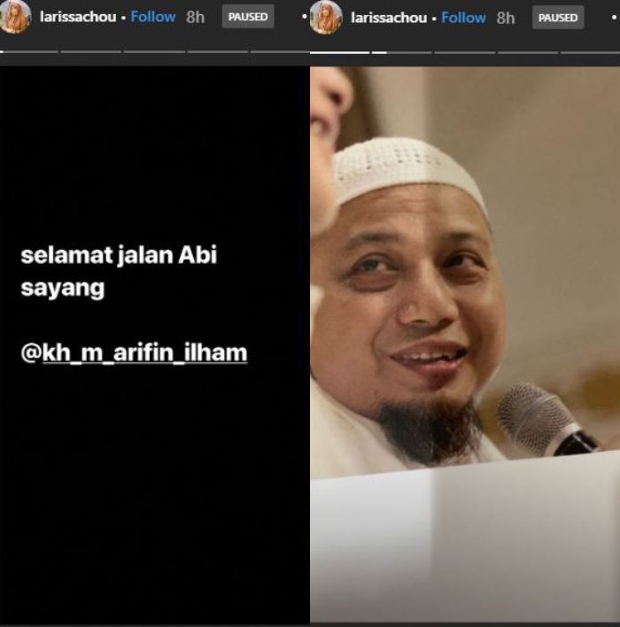 Curahan kesedihan Larissa Chou yang ditinggal sang Ayah Mertua, Ustaz Arifin Ilham.
