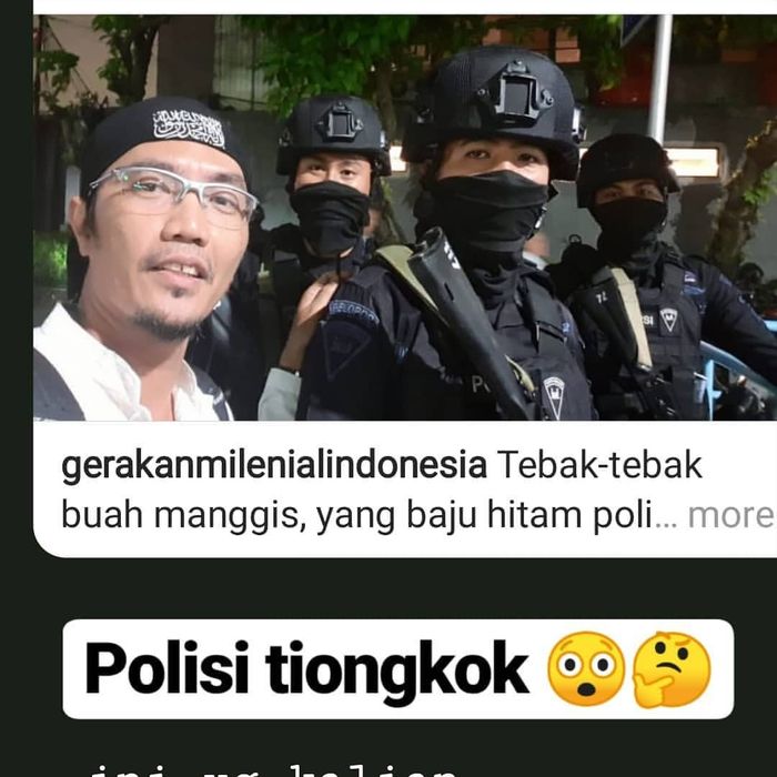 Viral foto anggota Brimob bermata sipit