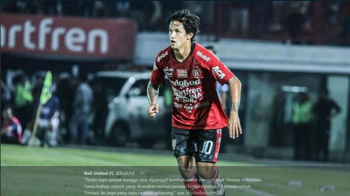 Pemain Bali United, Irfan Bachdim.