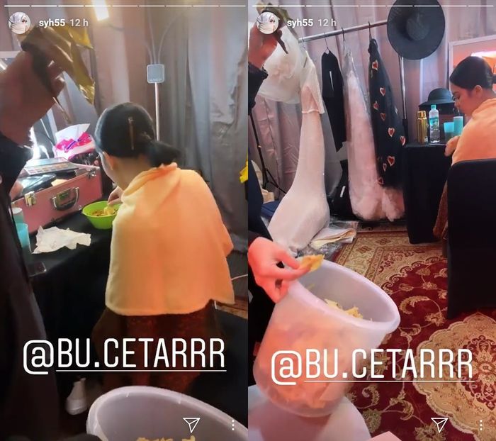Syahrini saat bercanda dengan timnya