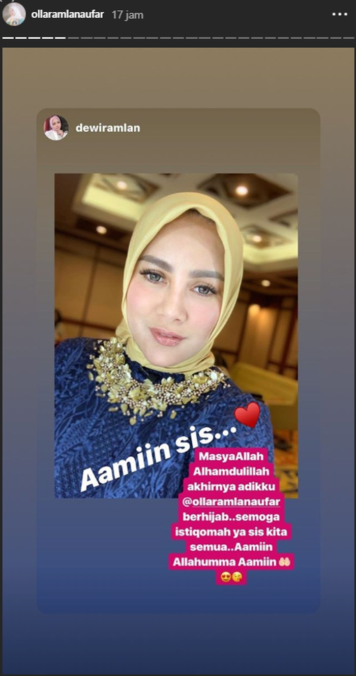 Ungkapan senang Dewi Ramlan atas penampilan adiknya Olla Ramlan
