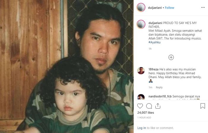 Dul Jaelani tuliskan ucapan selamat ulang tahun untuk Ahmad Dhani (IG @duljaelani)

