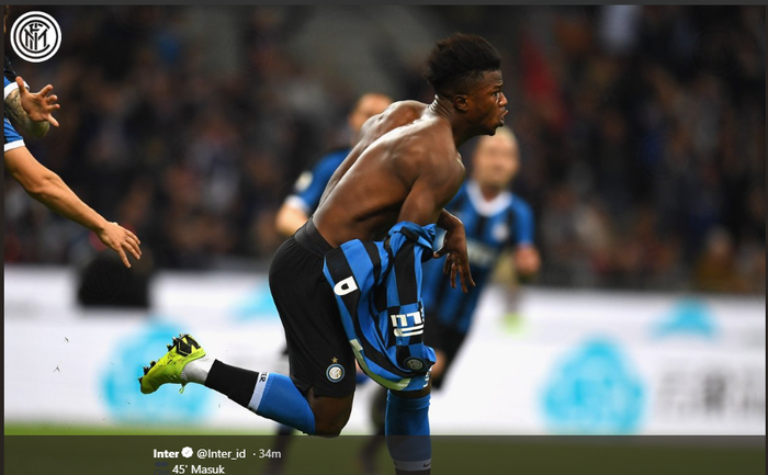 Penyerang Inter Milan, Keita Balde, mencetak gol dalam kemenangan 3-1 atas Empoli pada pekan terakhir Liga Italia, Minggu (26/5/2019) di Giuseppe Meazza.