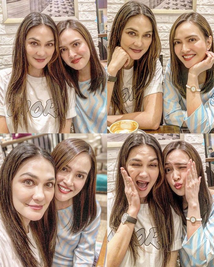 Luna Maya dan Shandy Aulia yang seakan tetap percaya diri dengan makeup minimalis