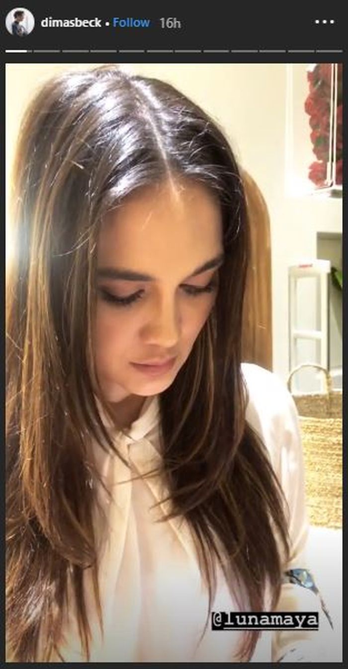 Dimas Beck mengunggah potret wajah Luna Maya di akun Instagram miliknya.