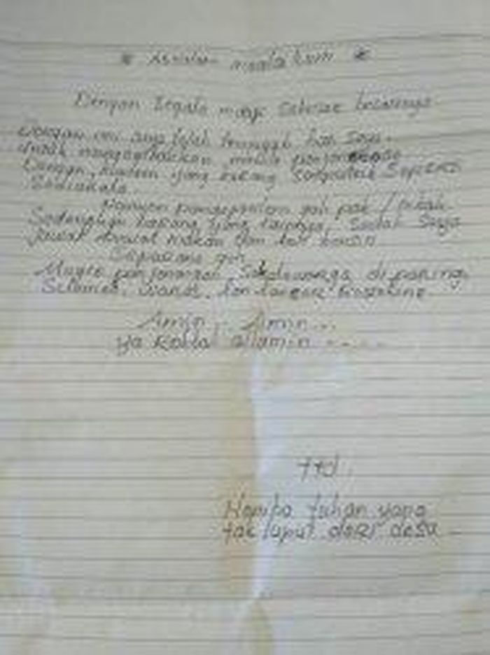 Maling Dapat Hidayah Kembalikan Mobil Curian Dan Tulis