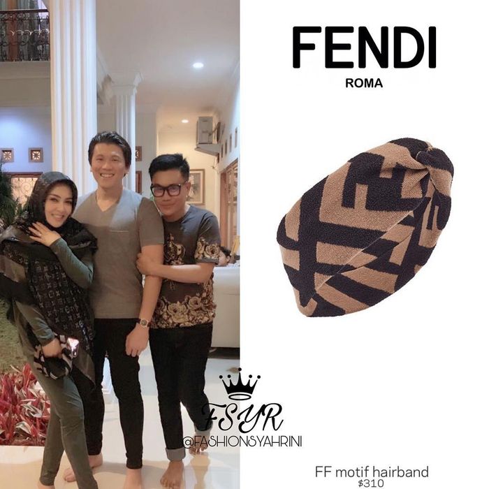 Bandana Syahrini merek Fendi seri FF Motif Hairband