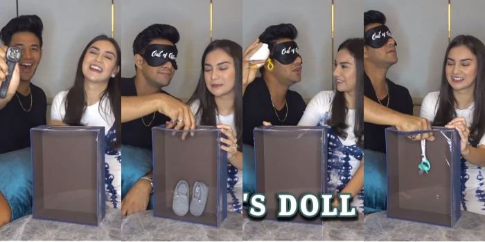 Ammar Zoni menebak barang yang dimasukkan oleh Irish Bella ke dalam kotak.