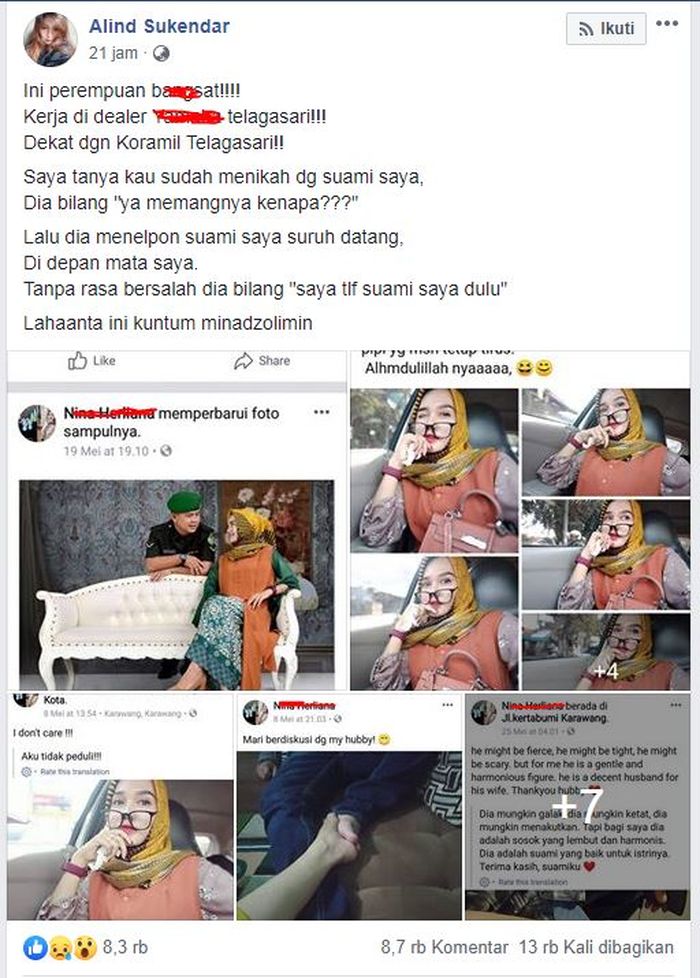 unggahan istri sah anggota TNI yang diselingkuhi
