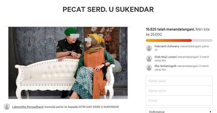 Petisi pemecatan anggota TNI