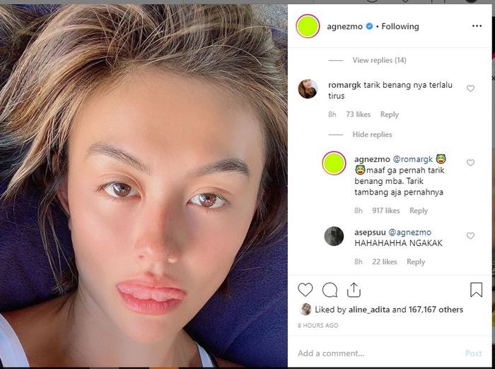 Tangkapan layar unggahan Agnez Mo di instagram.
