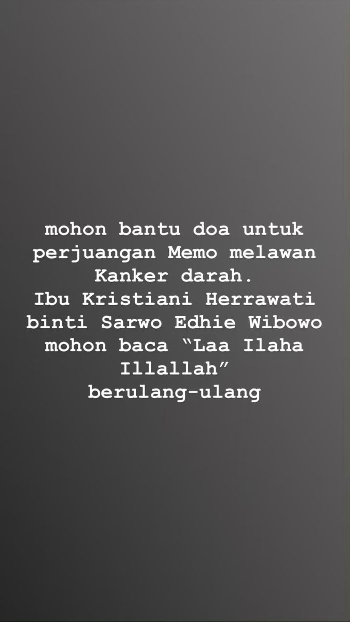 Unggahan Annisa Pohan sebelum Ani Yudhoyono meninggal dunia
Instagram/annisayudhoyono