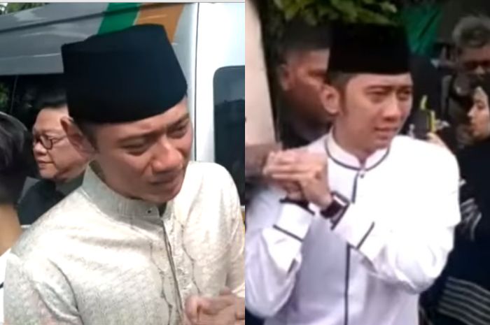 AHY dan Ibas tampak menangis saat mengantarkan jenazah ibunda tercinta mereka, <a href='https://batam.tribunnews.com/tag/ani-yudhoyono' title='Ani Yudhoyono'>Ani Yudhoyono</a>.