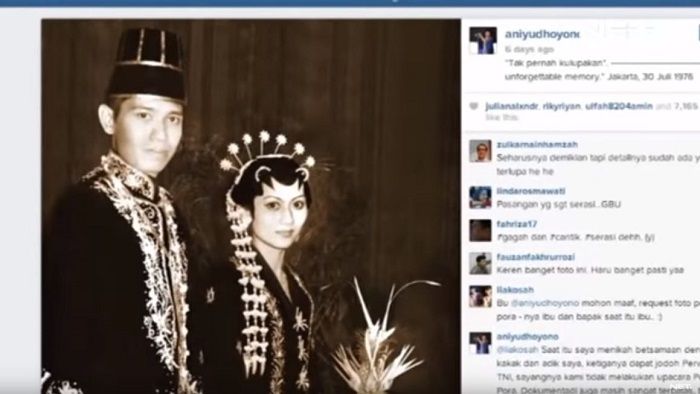 Ani Yudhoyono sempat mengunggah foto pernikahan di ulangtahun pernikahan yang ke-37
