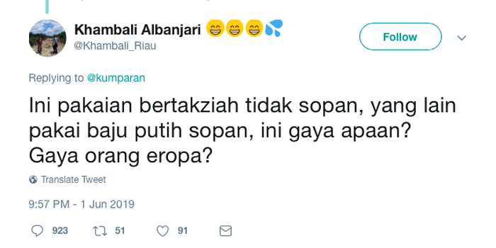 Salah satu cuitan hujatan netizen terkait gaya busana Kaesang