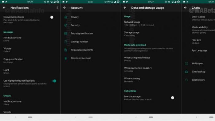 Dark mode di Whatsapp