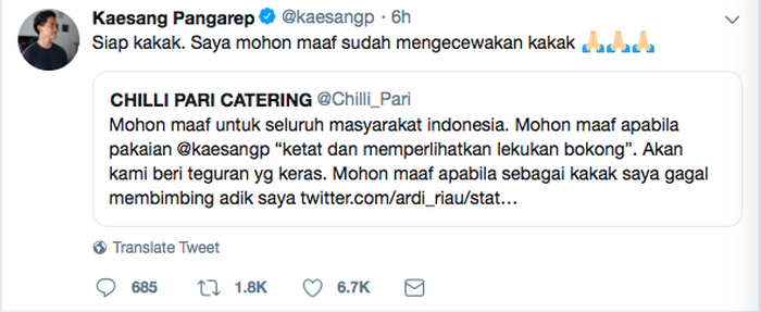 Cuitan balasan dari Kaesang