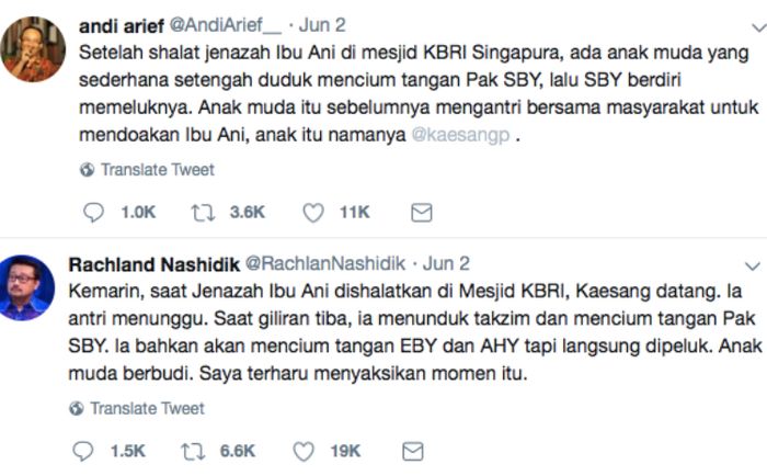 Kolse Cuitan akun Twitter milik Andi Arief dan Rachland Nashidik