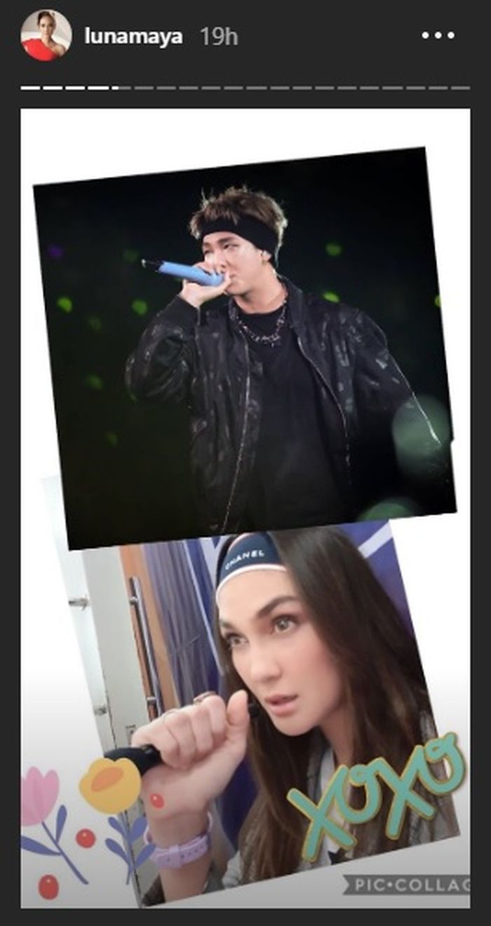 Kolase foto Luna Maya dengan RM BTS.   