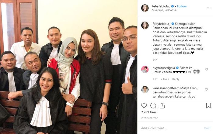 Feby Febiola Tunjukkan Dukungan untuk Sang Sahabat, Vanessa Angel.