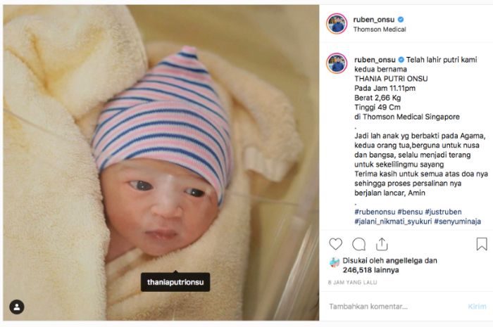 Selamat! Ruben Onsu dan Sarwendah Dikaruniai Anak Kedua 