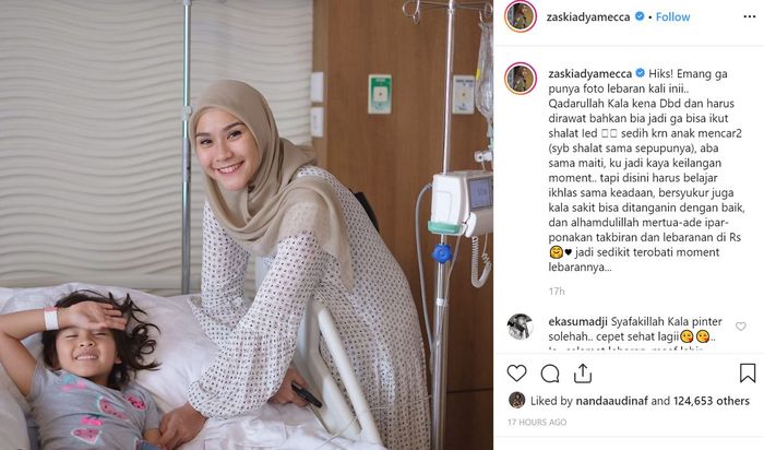 Zaskia Adya Mecca berlebaran di rumah sakit karena Kala terserang demam berdarah