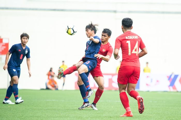 Laga Timnas U-23 Indonesia kontra Thailand di Piala Merlion 2019.