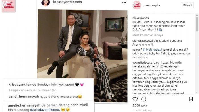 Azriel dan Aurel menyindir Krisdayanti yang tidak datang ke acara ulang tahun Arsya.