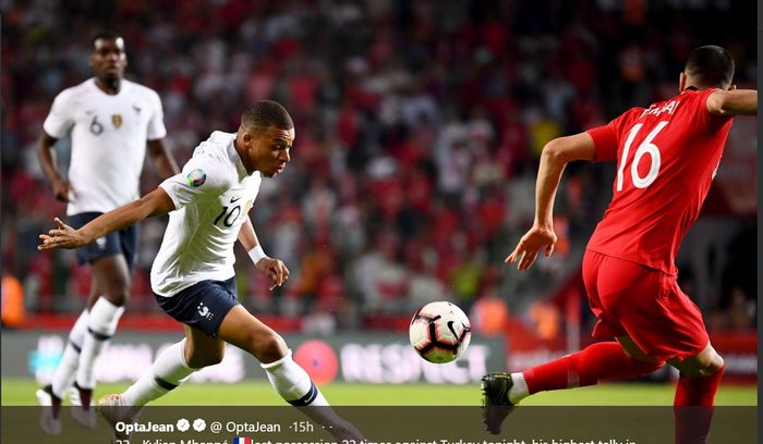 Penyerang timnas Prancis, Kylian Mbappe, tampil buruk saat menghadapi Turki, Sabtu (8/6/2019).